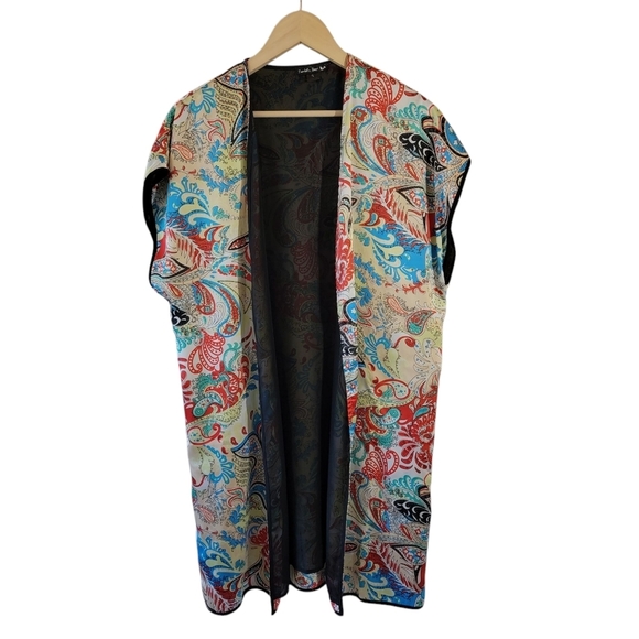 Double Zero Jackets & Blazers - Double Zero Maude Kimono Cardigan Sz S Colorful Short Sleeve Cottagecore Spring